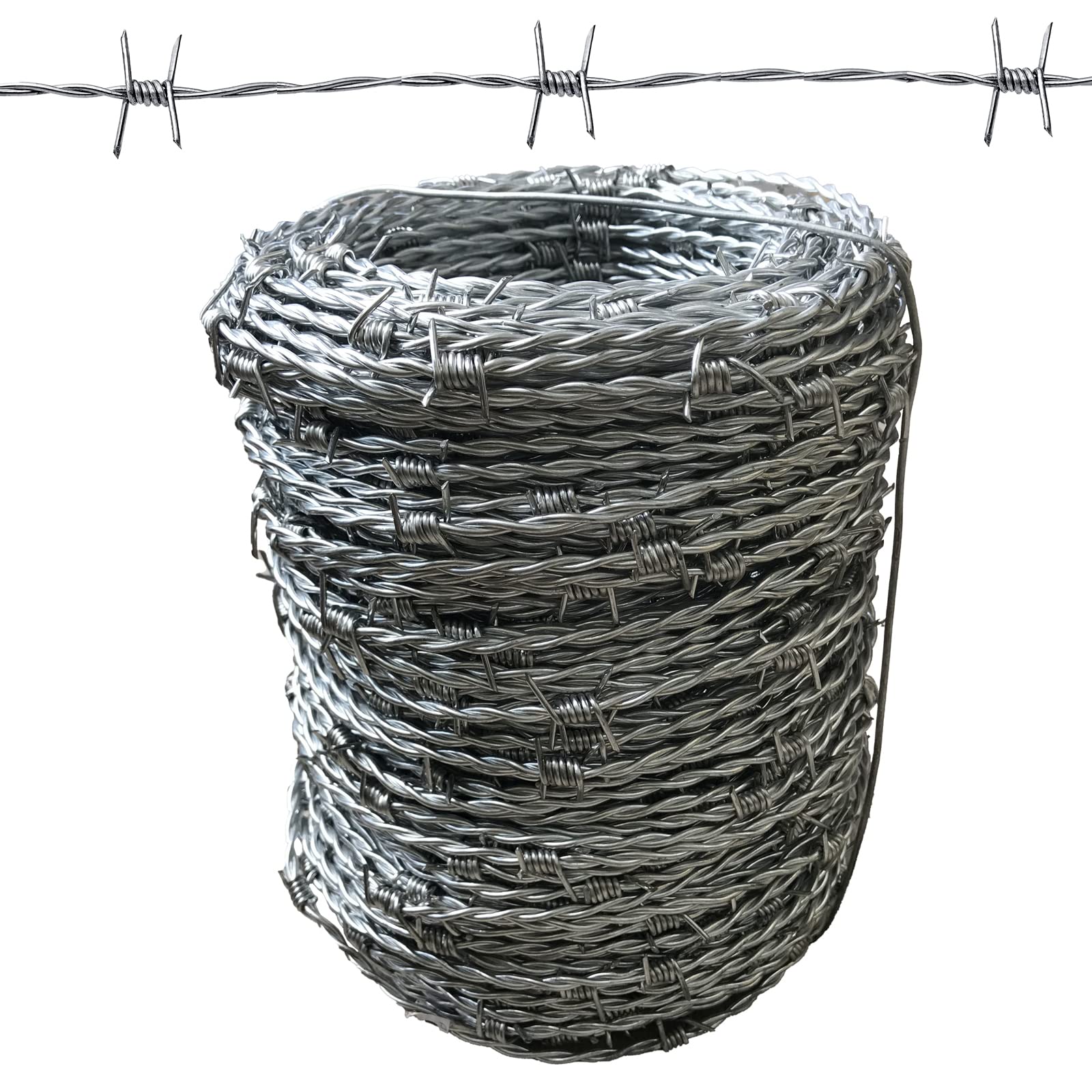 MOEUFFIR Barbed Wire 328FT (100m), 15 Gauge(1.7mm) 4 Point Barbed